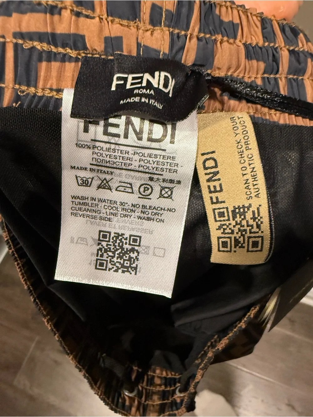 Fendi FF monogram Men’s Brown/Black Logo Swim Shorts